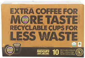EKOCUPS Organic Artisan Coffee, Dark, Dark roast for Keurig K-cup single serve Brewers, 0.45 Ounce, 10 count N6
