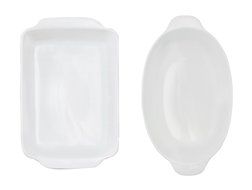 BergHOFF 2 Piece Bianco Oval and Rectangular Baking Set, White
