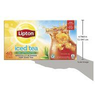 Lipton Family-Sized Black Iced Tea Bags, Decaffeinated Unsweetened 48 Count (Pack of 3) N7