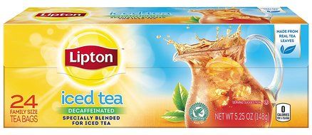Lipton Family-Sized Black Iced Tea Bags, Decaffeinated Unsweetened 48 Count (Pack of 3) N8