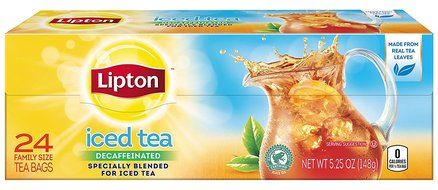 Lipton Family-Sized Black Iced Tea Bags, Decaffeinated Unsweetened 48 Count (Pack of 3) N9