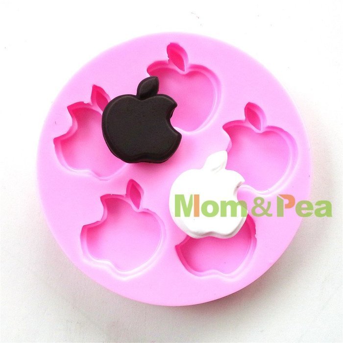 Mom&pea 0615 Apples Shaped Silicone Mould for Fondant Cake Sugar Paste Cake Decoration 3d Cake Toppers Mold 8.7...