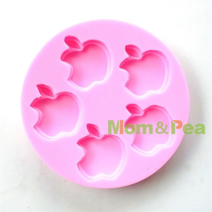 Mom&pea 0615 Apples Shaped Silicone Mould for Fondant Cake Sugar Paste Cake Decoration 3d Cake Toppers Mold 8.7... N3