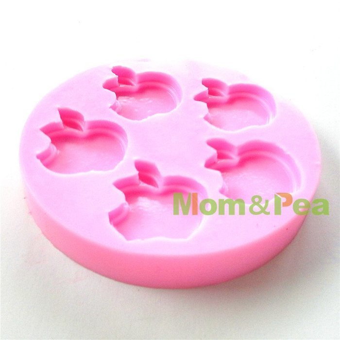 Mom&pea 0615 Apples Shaped Silicone Mould for Fondant Cake Sugar Paste Cake Decoration 3d Cake Toppers Mold 8.7... N4