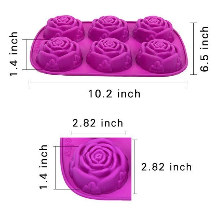 Iclover High Quality 6 Cavity Food Grade Silicone Rose Shape Cake Mold Chocolate Soap Mold