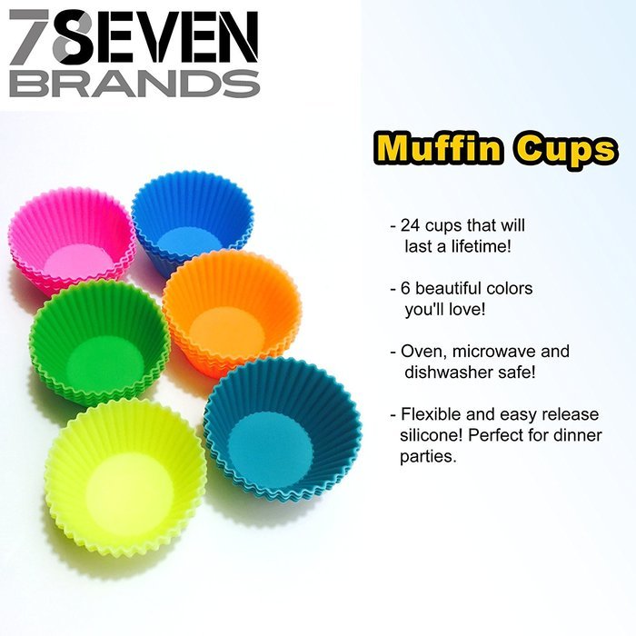 78Seven Bakeware Silicone Kitchen BUNDLE Set. 12 Slot Pink Muffin Pan-12 Cupcake Holders- 2 Character Molds, Hearts... N4