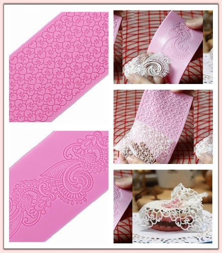 Lace Silicone Fondant Mold Wedding Cake Mould Decoration Baking Tool (Love Heart+Totems) (PURPLE, 1) by warm-smile N2
