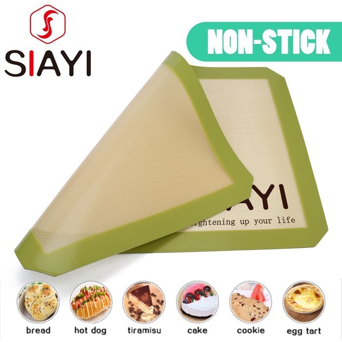 SIAYI Silicone Baking Mat Non-Stick Non-Skid Reusable Easy to Clean Baking Mat Set Multiple Sizes 3PCS Green N3