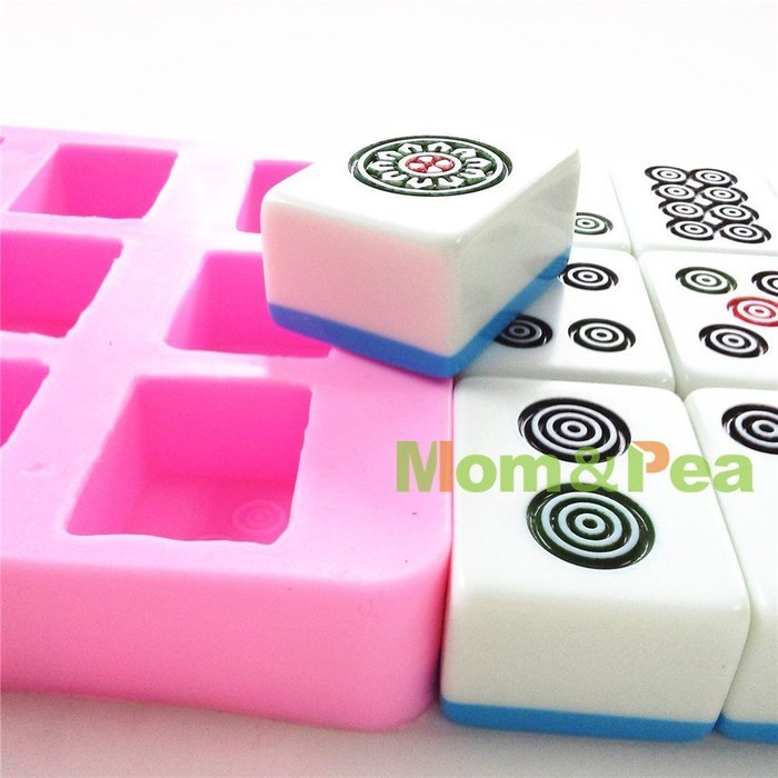 Mom&pea 0612 Mahjong Bing Shaped Silicone Mould for Fondant Cake Sugar Paste Cake Decoration 3d Cake Toppers Mold... N3
