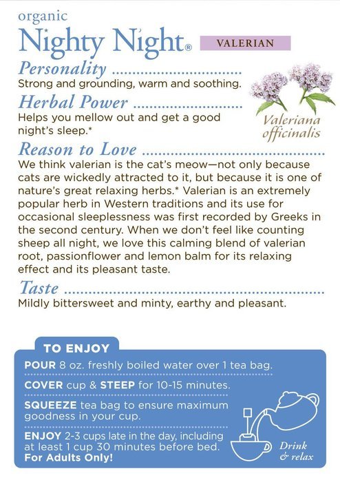 Traditional Medicinals Organic Nighty Night Valerian Tea, 16 Tea Bags N3