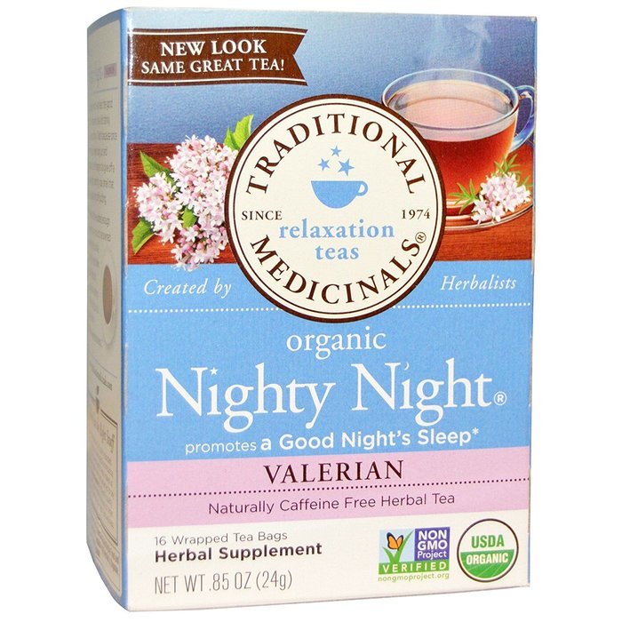 Traditional Medicinals Organic Nighty Night Valerian Tea, 16 Tea Bags N8