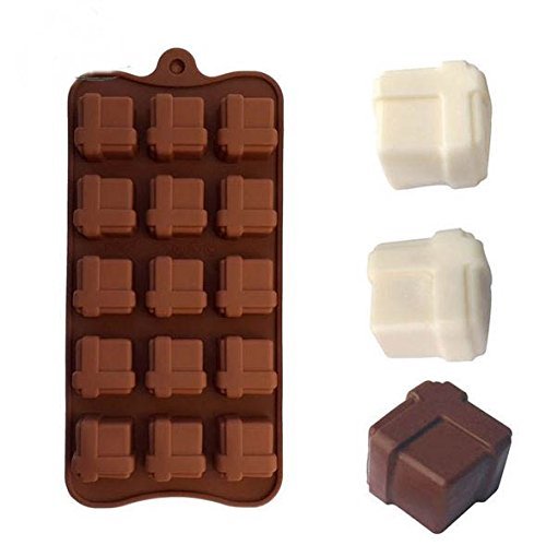 Square Gift Box Cupcake Mold Silicone Chocolate Muold Soap Fondant Ice Cube Cake Baking Tools