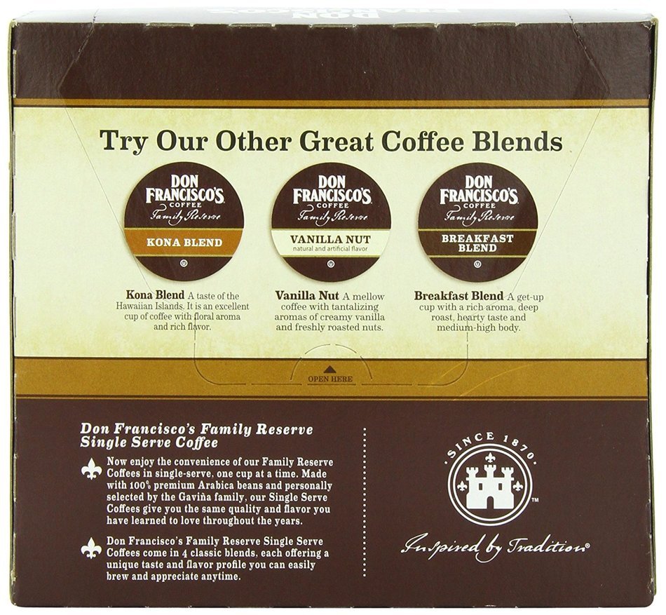 Don Francisco's Coffee Family Reserve Single Serve Coffee, French Roast, 36 Count N3