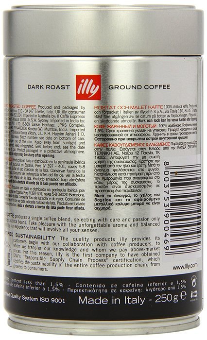 illy Ground Espresso Dark Roast Coffee, Pack of 2 N6