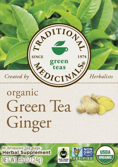 Traditional Medicinals Organic Green Tea Ginger Tea, 16 Tea Bags (Pack of 6) N2