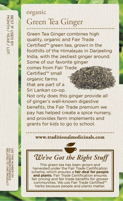 Traditional Medicinals Organic Green Tea Ginger Tea, 16 Tea Bags (Pack of 6) N4
