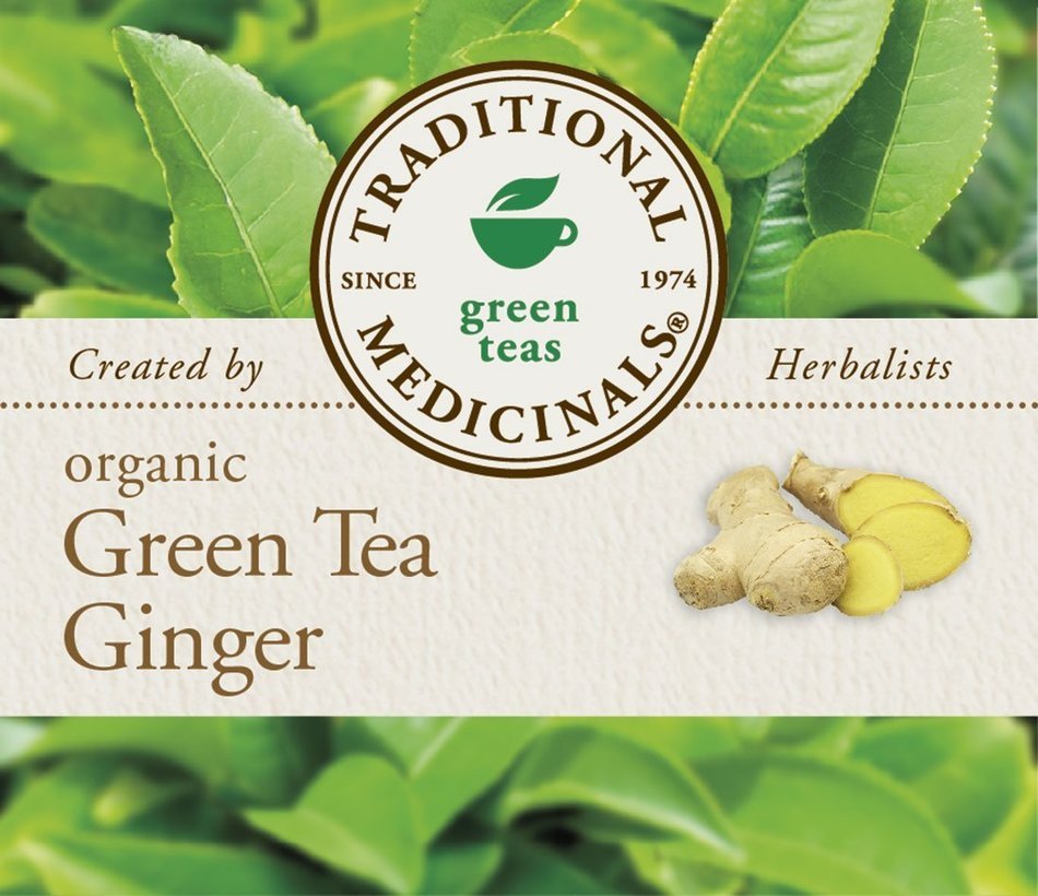 Traditional Medicinals Organic Green Tea Ginger Tea, 16 Tea Bags (Pack