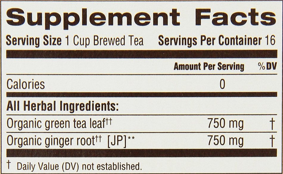 Traditional Medicinals Organic Green Tea Ginger Tea, 16 Tea Bags (Pack of 6) N8