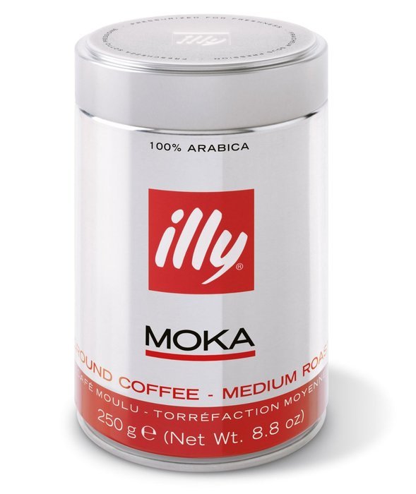 illy Medium Roast Ground Moka Coffee for Stovetop Coffeemakers, 8.8 ounce can