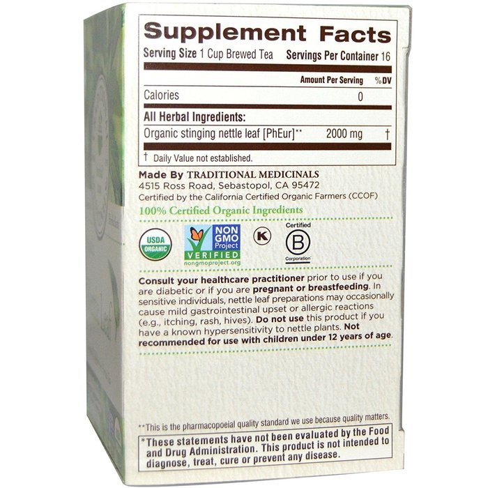 Traditional Medicinals, Organic Nettle Leaf 1.13 oz (16 bags) N5