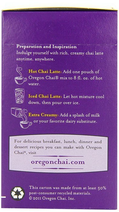 Oregon Chai Original Chai Tea Latte Powdered Mix, 8-Count Envelopes 1.1 oz (31g) (Pack of 6) N3