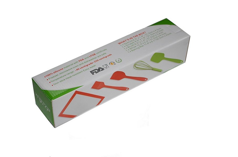 Silicone Baking Utensil Set (5 Pieces) Packaged in Gift Box (Blue & Green) Christmas Gifts for Women N14