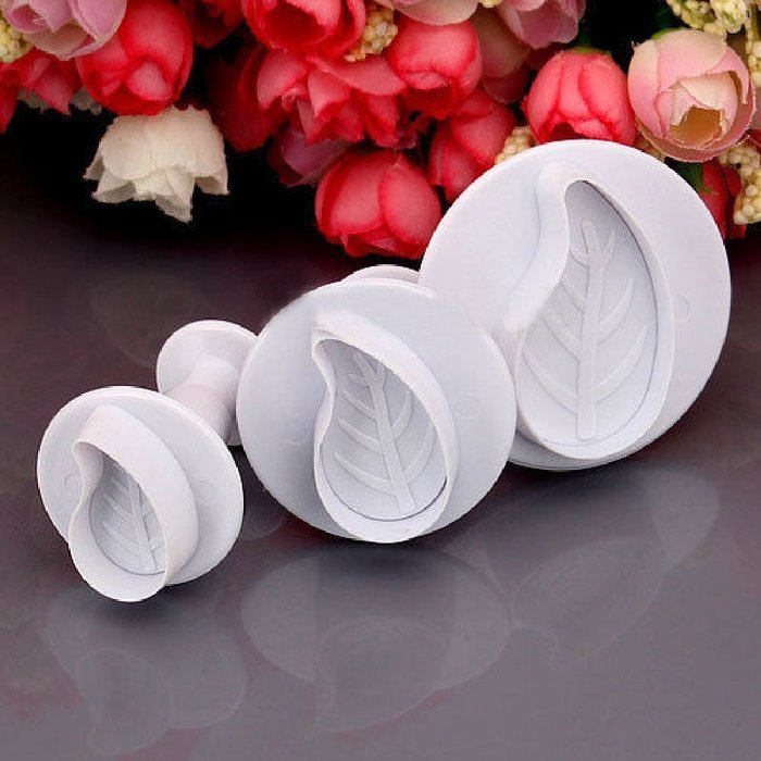 DUFUSTORE 3pcs x Leaf Shape Candy Jelly Fondant Cookie Tools Mold Cake Decoration N3