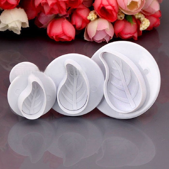 DUFUSTORE 3pcs x Leaf Shape Candy Jelly Fondant Cookie Tools Mold Cake Decoration N4