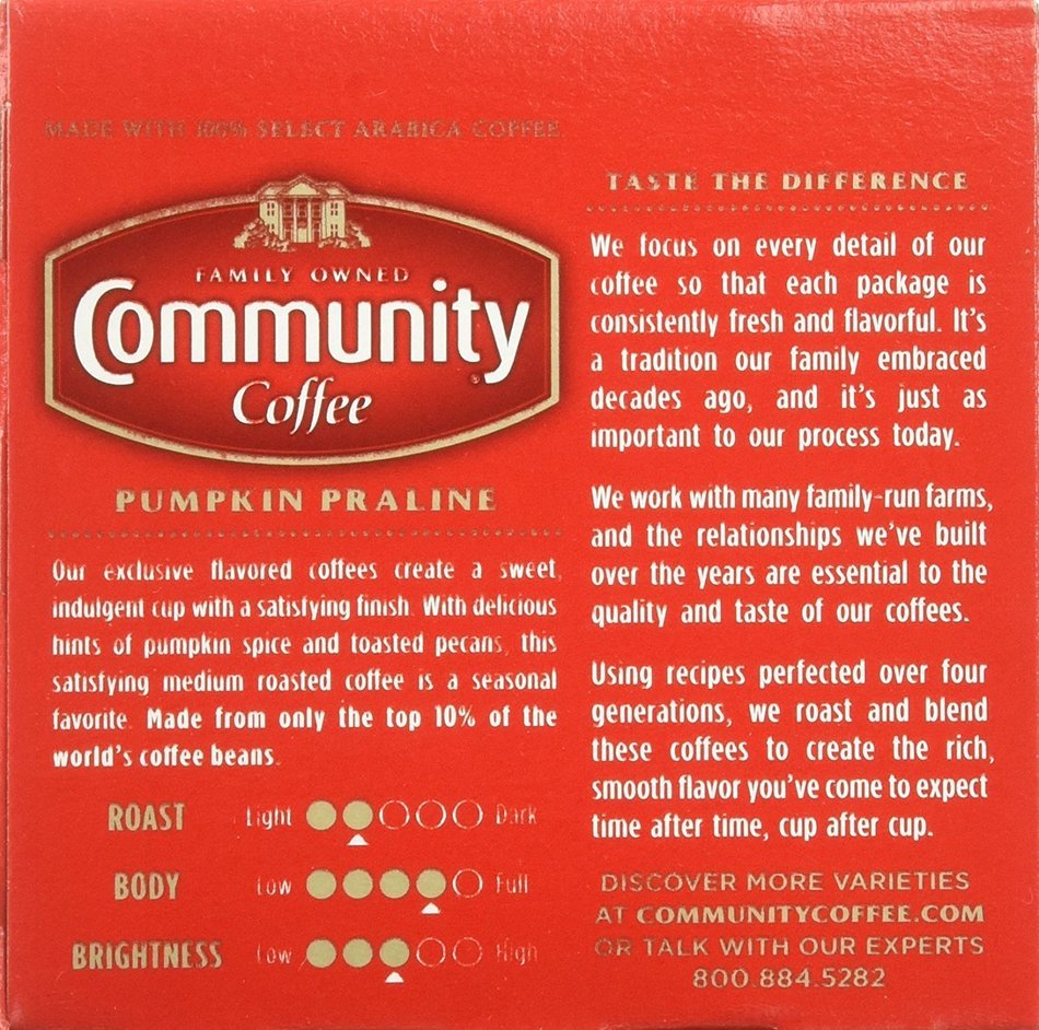 Community Pumpkin Praline Coffee K-cups Box of 12 N6