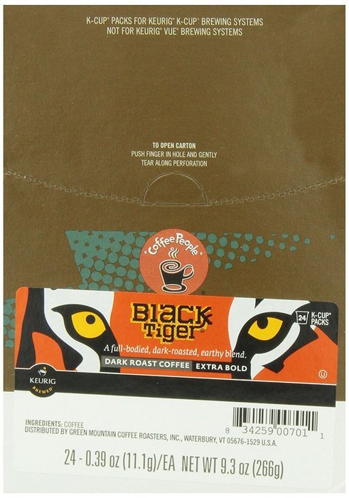Coffee People Coffee Black Tiger Blend, K-Cup Portion Pack for Keurig Brewers, 24 count (Pack of 4) N7