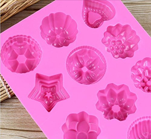 2015 new hot 12 Holes of silicone cake mold pudding jelly mold handmade soap mold flowers Russia, Brazil N2