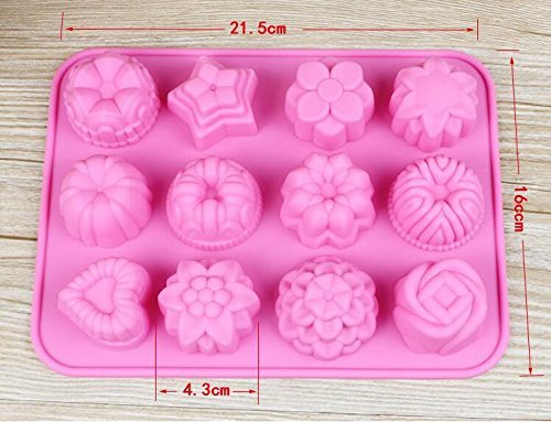2015 new hot 12 Holes of silicone cake mold pudding jelly mold handmade soap mold flowers Russia, Brazil N3