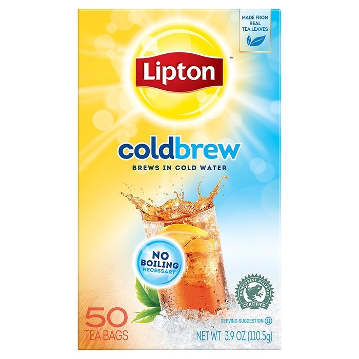 Lipton Black Iced Tea Bags, Cold Brew, Unsweetened 50 ct N3