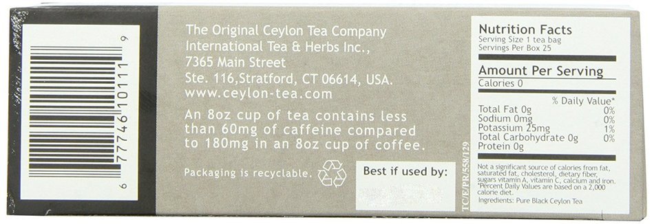 The Original Ceylon Tea Company, English Breakfast Tea, 25-Count Tea Bags (Pack of 6) N3