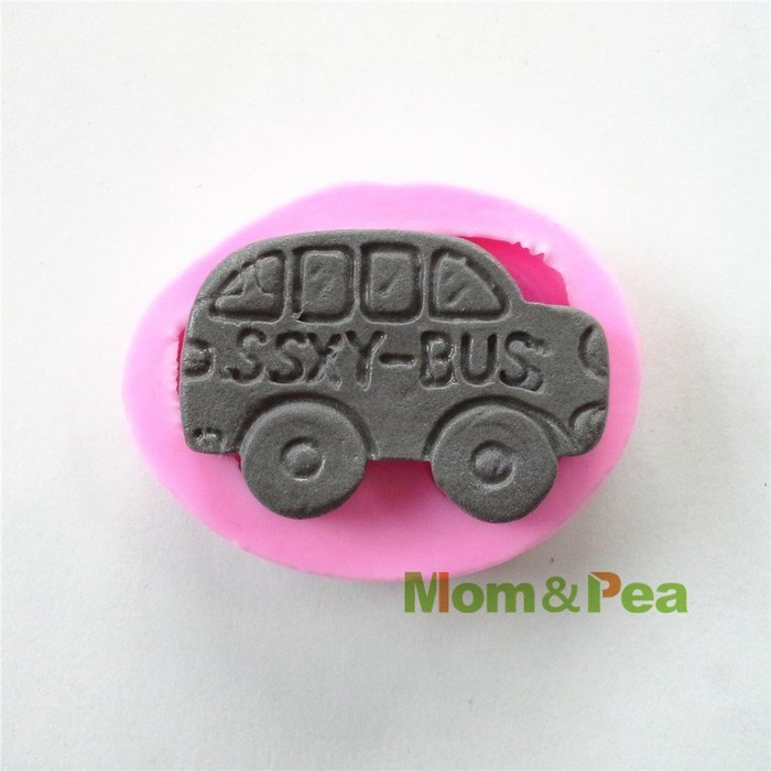 Mom&pea 0538 Bus Shaped Silicone Mould for Fondant Cake Sugar Paste Cake Decoration 3d Cake Toppers Mold Soap...