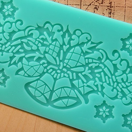 FVIEW Christmas Bells Lace Cake Mold Silicone Fondant Cake Decorating Mould N2