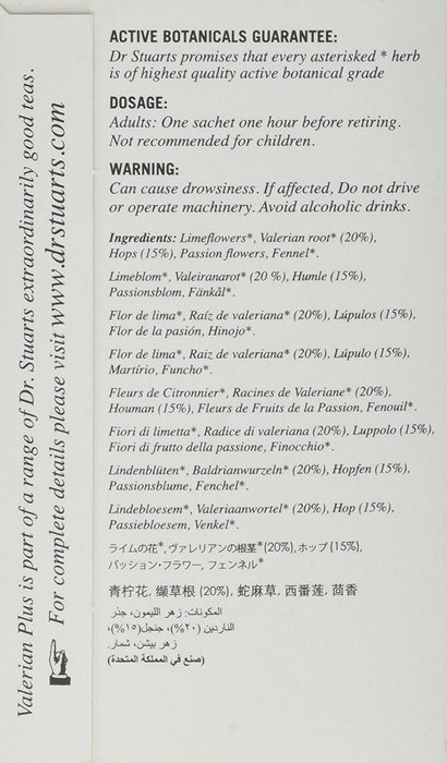Dr Stuart's Valerian Plus 15 Tea Bags N2