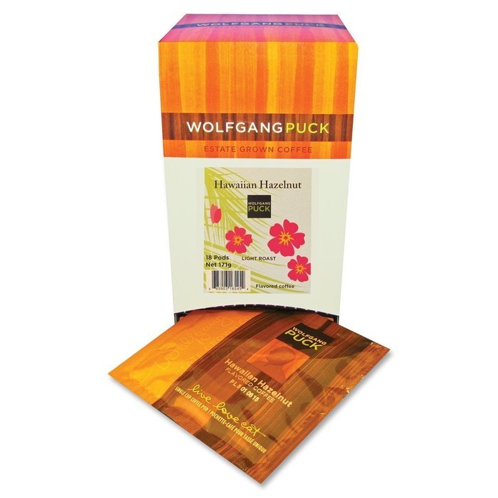 Wolfgang Puck Coffee, Hawaiian Hazelnut Flavored, 9.5 Gram Pods-18-Count (Pack of 3) N2