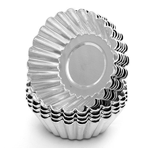 "10Pcs Cake Aluminium Alloy Mould Baking Cupcake Egg Tart Mold (Caliber 7cm)" shopping N3
