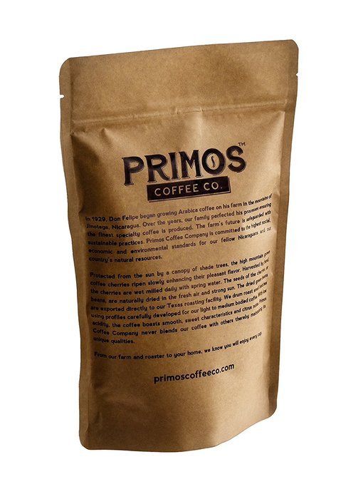 Single Origin Specialty Coffee, Dark Roast, Finely Ground for Espresso, Primos Coffee Co, 12 Oz. N2