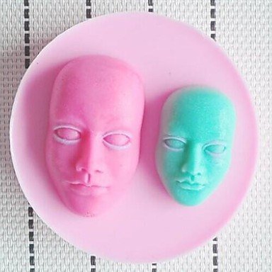 Tint Head Fondant Cake Chocolate Resin Clay Candy Silicone Mold, L8cm*W8cm*H2cm