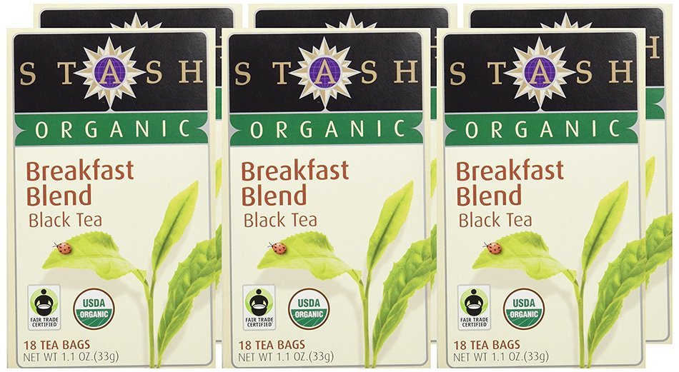 Stash Tea Organic Tea Six Flavor Assortment, 18 Count Tea Bags in Foil (Pack of 6) N3