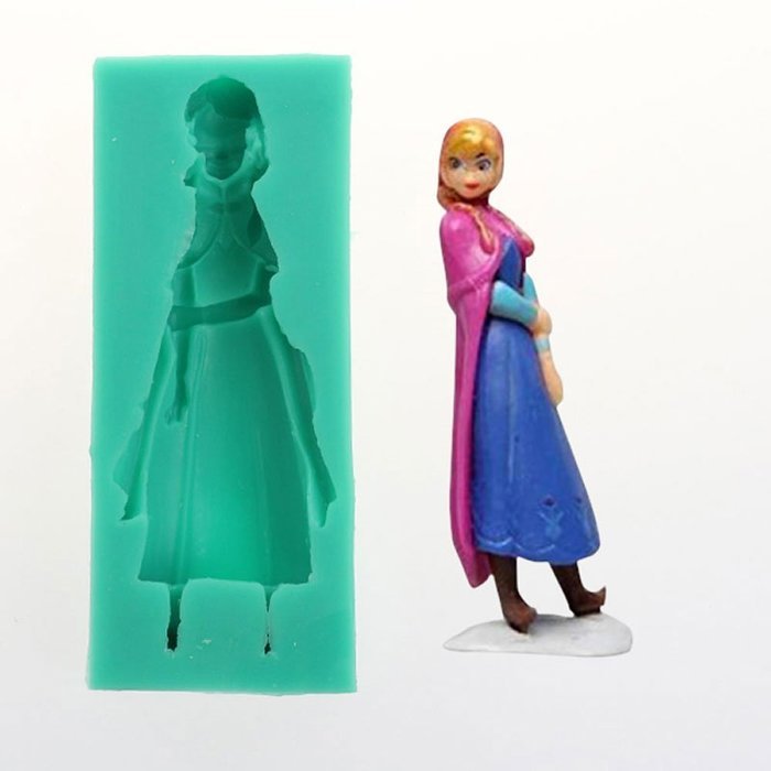 TANGCHU Soft Silicone Cake Mold 2pcs/set Frozen Anna And Elsa Shape Green N2