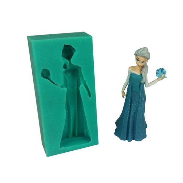 TANGCHU Soft Silicone Cake Mold 2pcs/set Frozen Anna And Elsa Shape Green N3