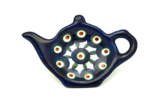 Polish Pottery Tea Bag Holder - Peacock