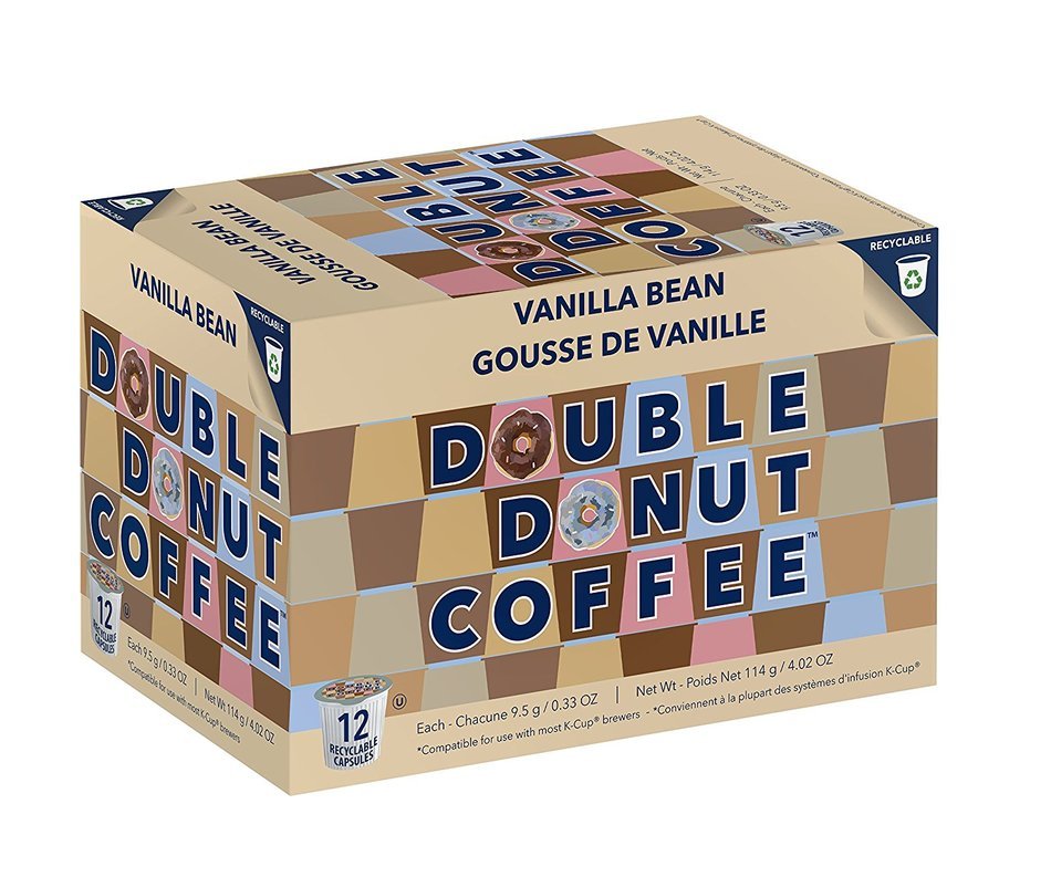 Double Donut&nbsp;Vanilla Bean&nbsp;Flavored Coffee, in Recyclable Single Serve Cups for Keurig K-Cup Brewers, 24 Count N6