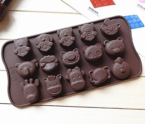 15-hole Funny Animals Moulds Cake Mold Silicone Soap Mold Bakeware Mold (1piece)