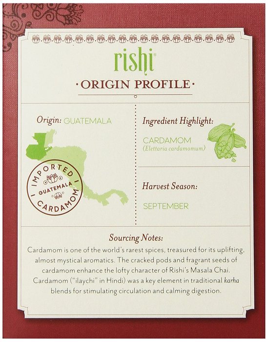 Rishi Tea Organic Masala Chai Tea Bags, 15 Count (Pack of 6) N4