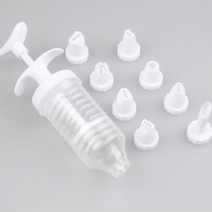 DUFUSTORE Icing Cake Decorating Tool Piping Syringe Modelling Tools + 8 Pcs Nozzles N2