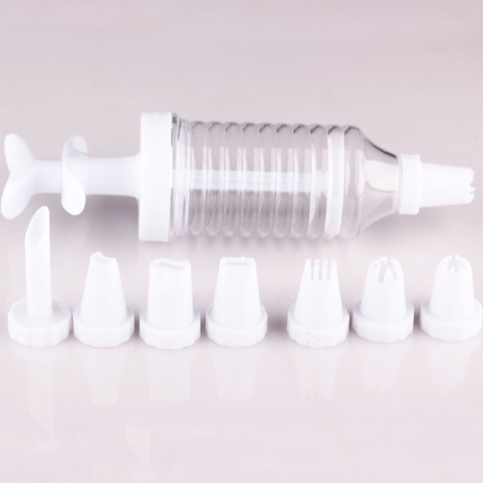 DUFUSTORE Icing Cake Decorating Tool Piping Syringe Modelling Tools + 8 Pcs Nozzles N3